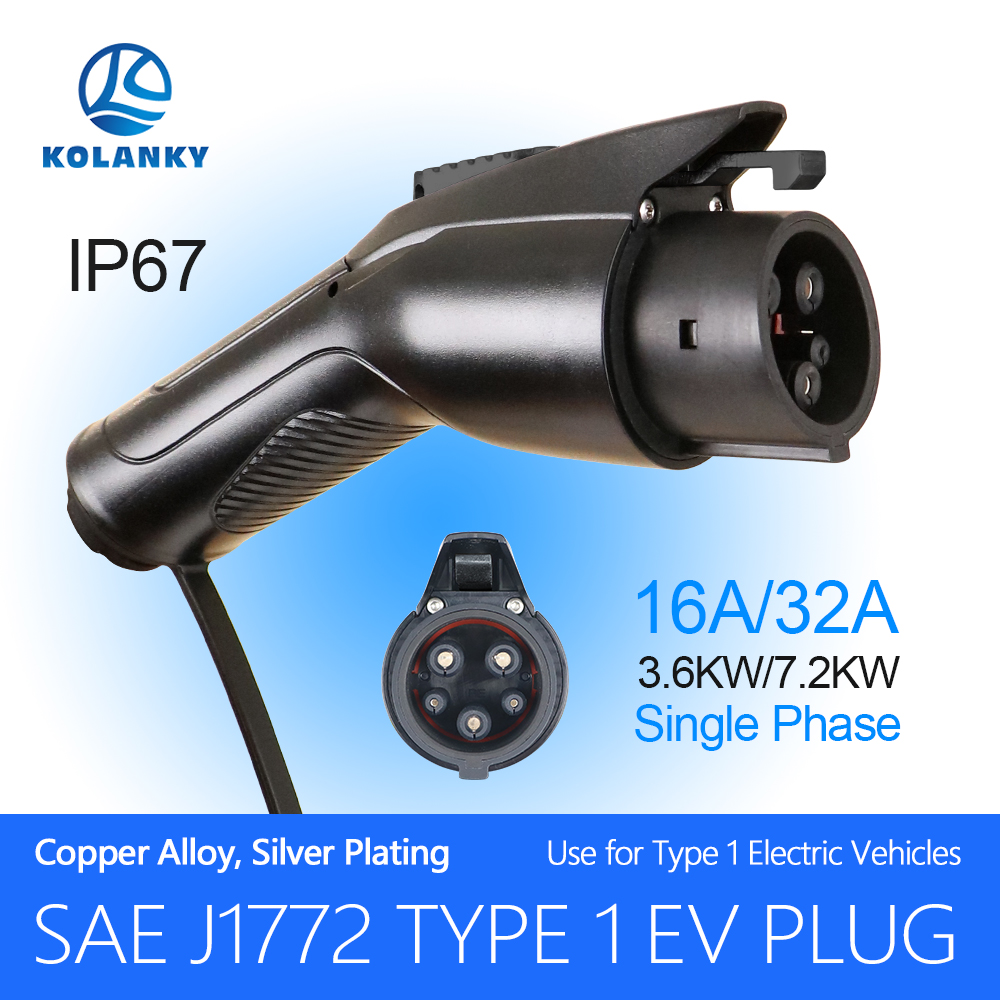 Ev Charger Adapter - Kolanky-evチャージャープラグアダプター、タイプ1、evse、sawe j1772、コンバーター、16a、36 a、32a、7.2kw、電気自動車、車両ソケット