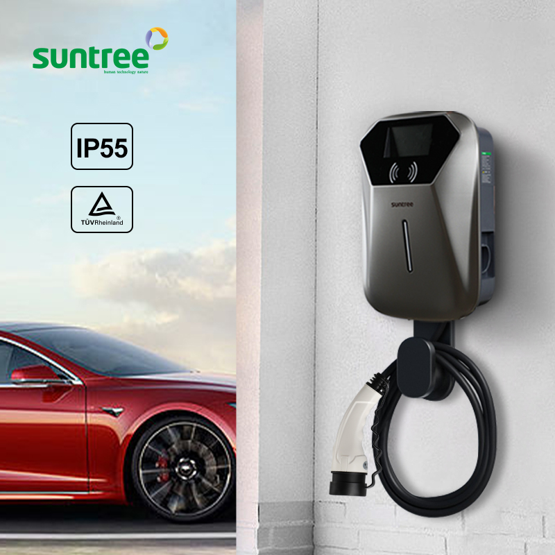 Ev Charging Pile - 7-22kw AC Ocpp対応 ウォールボックスEV充電スタンド タイプ1またはタイプ2プラグ付き 床置き型充電ステーション