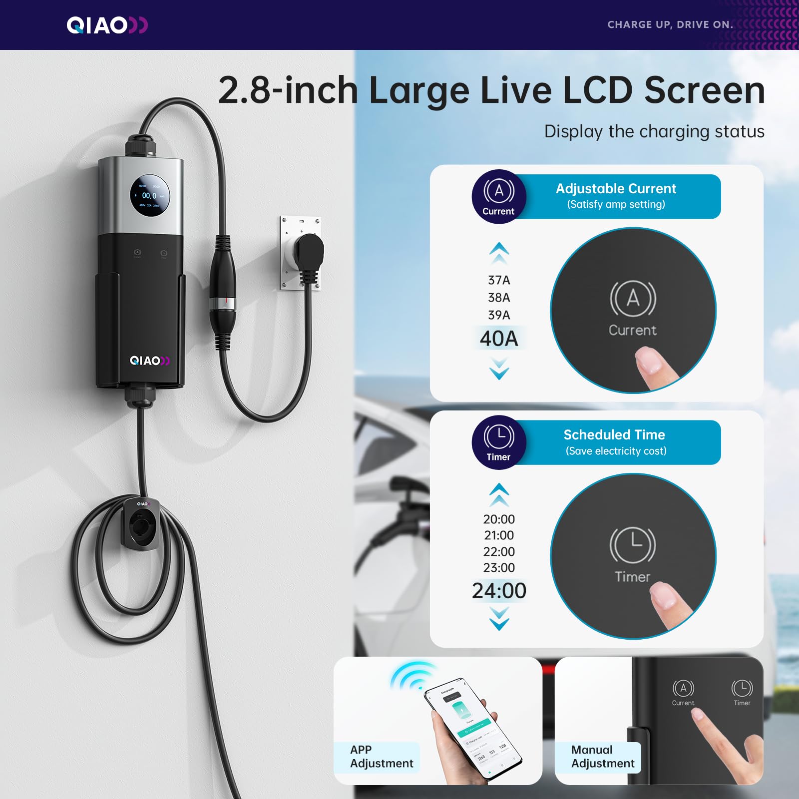 QIAO レベル2 EV充電器 SAE J1772 40A  - Home Ev Charger のレビューと価格