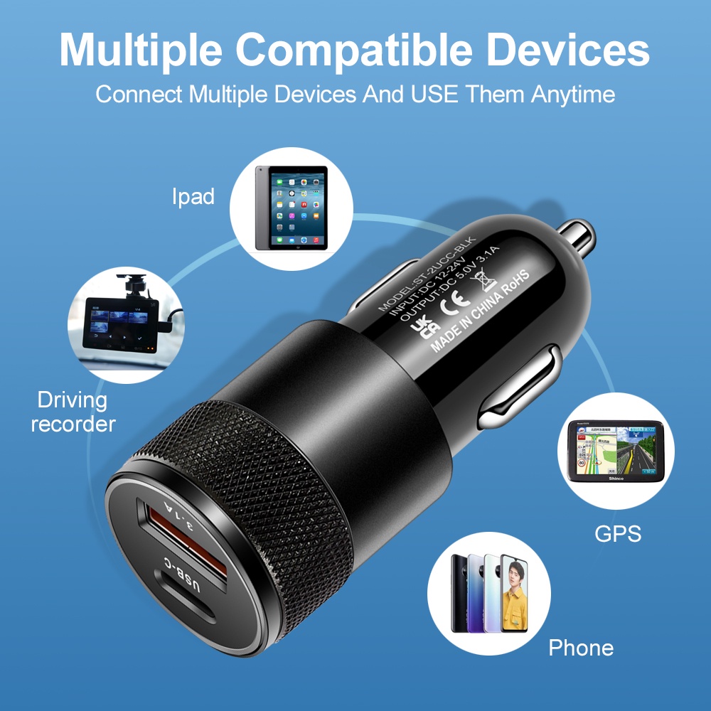 66W USB 車載充電器 Type-C 急速充電対応 Xi - Fast Ev Charger のレビューと価格