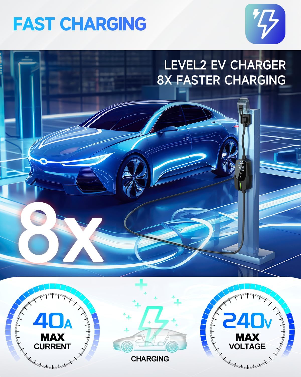 EVDANCE ポータブルEV充電器 テスラ用 40A NA - Home Ev Charger のレビューと価格