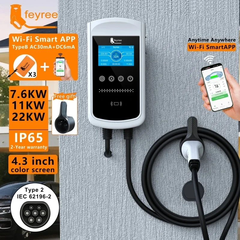 フェイリー タイプ2 EV充電器 32A 7.6KW 充電ス - Wallbox Ev のレビューと価格